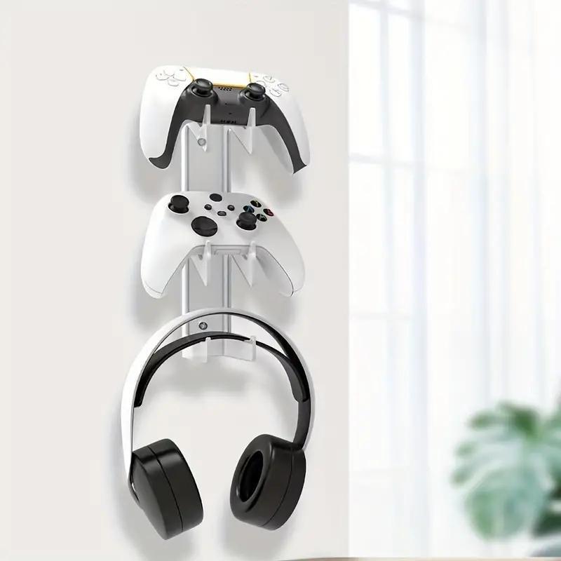 Controller & Headphone Wall Mounted Storage Rack, Universal Controller Bracket, Headphone Holder, Console Accessories for PS5 PS4 Xbox Switch