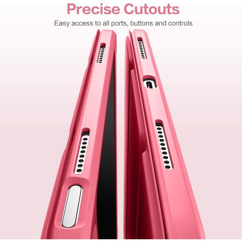 Case Compatible with iPad 10th Generation  10.9 Inch with Pencil Holder, Slim Protective Cover with Clear Back Shell for iPad 10th Gen A2696 A2757 A2777, Auto Wake Sleep, Watermelon Pink