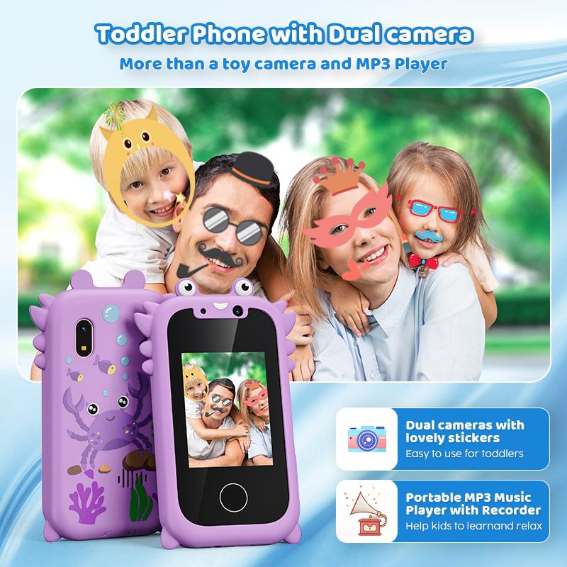 Kids Smart Phone Educational Toys Children Musical Player MP3 Dual Camera Selfie With 512MB Card Touchscreen Learning Toy Gifts Audio Charging