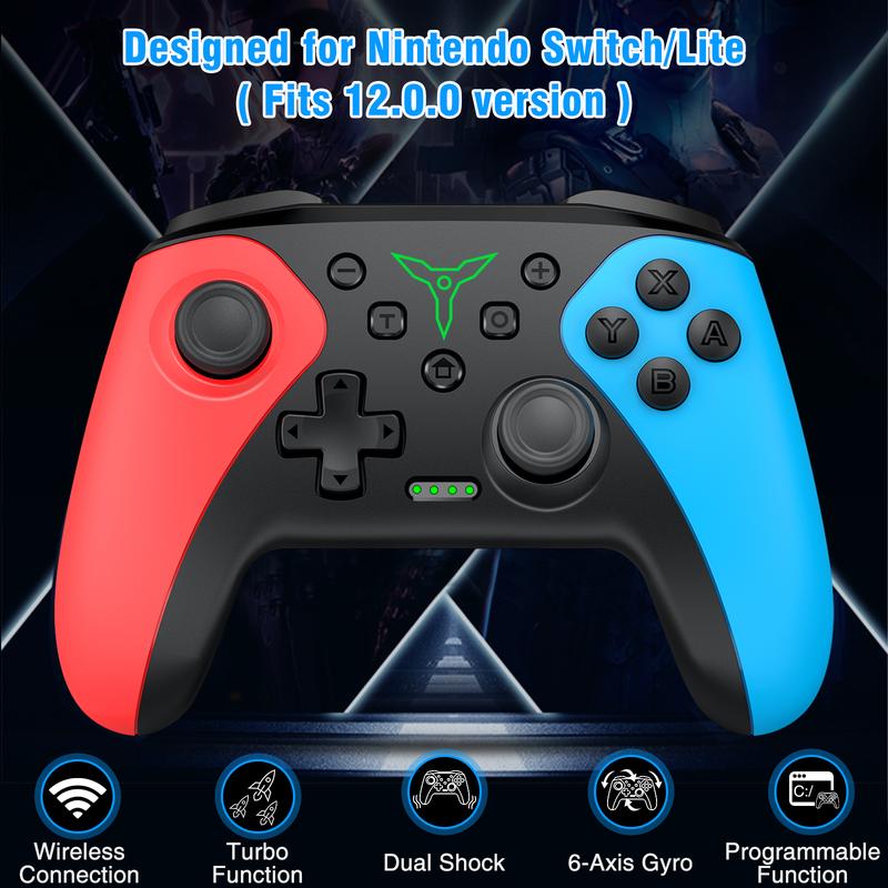 Wireless Switch Controller for Switch Lite OLED ,Replace for Switch Controller with Adjustable Turbo,Vibration,Built-in 600mAh Battery for Switch Controller