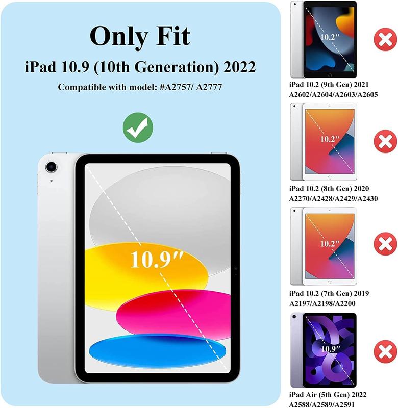 Kids Case for iPad 10th Generation 2022, iPad 10.9 Case for Kids with Built-in Screen Protector, Durable Shockproof Lightweight Handle Stand Case for iPad 10 Gen 10.9 Inch, Blue