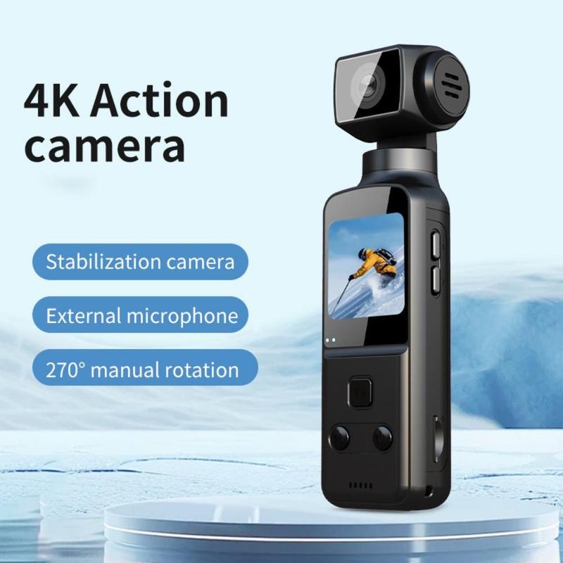 Video Blog Camera, 4K 270 Degree Rotatable Video Camera with 1.33 Inch CMOS, Anti-shake Action Camera for Video & Video Blog