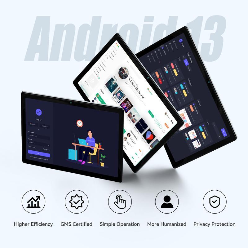 Aeezo Tablet 10.1 Inch Android 13 14  Quad Octa-Core 64GB 128GB ROM, Read and Watch,Big Screen, Slim,Durable Design, Learning Tablet