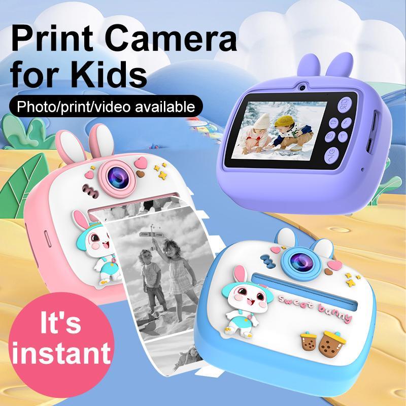 Cute Cartoon Design Instant Camera, Rechargeable Camera with Adjustable Printing Concentration, Photo Printer, Photo Taking Camera, Camera for Gift