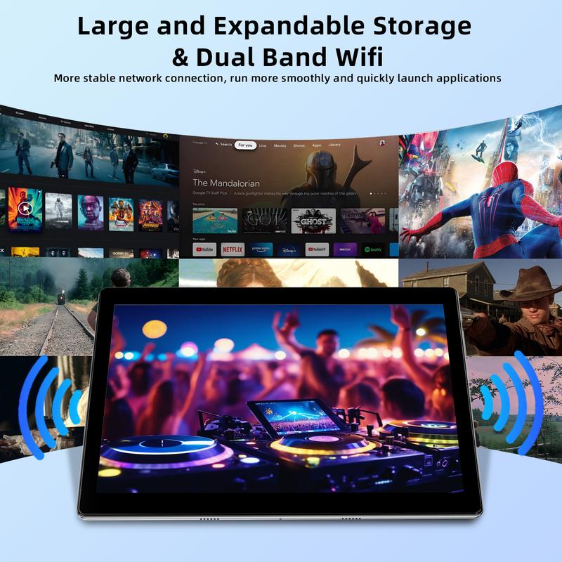 2024 Newest 2 in 1  10 Inch Android 12 Tableta with Keyboard, 64GB ROM, 1TB Expansion, 2.0GHz, 5G WiFi, Dual Camera, Dual Stereo Speaker, Gaming  with Case, Mouse, Stylus tablet pc