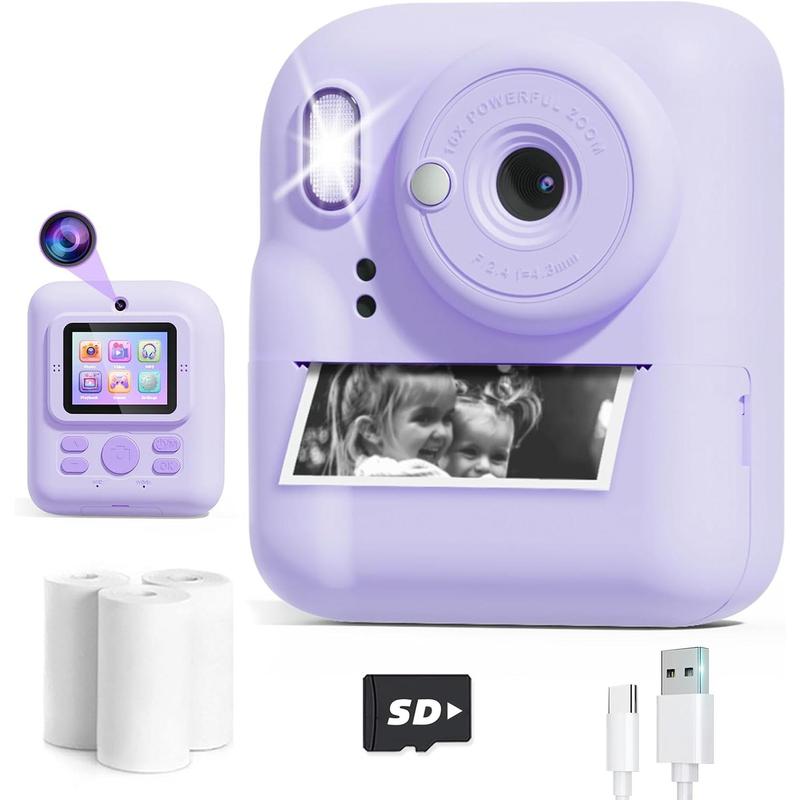 Camera Instant Print, 1080P Digital Dual Camera for , 12MP Instant Camera Photo Printing Toys for Girls, Christmas Birthday Gifts for  6 7 8 9 10 Year Old Girls with SD Card