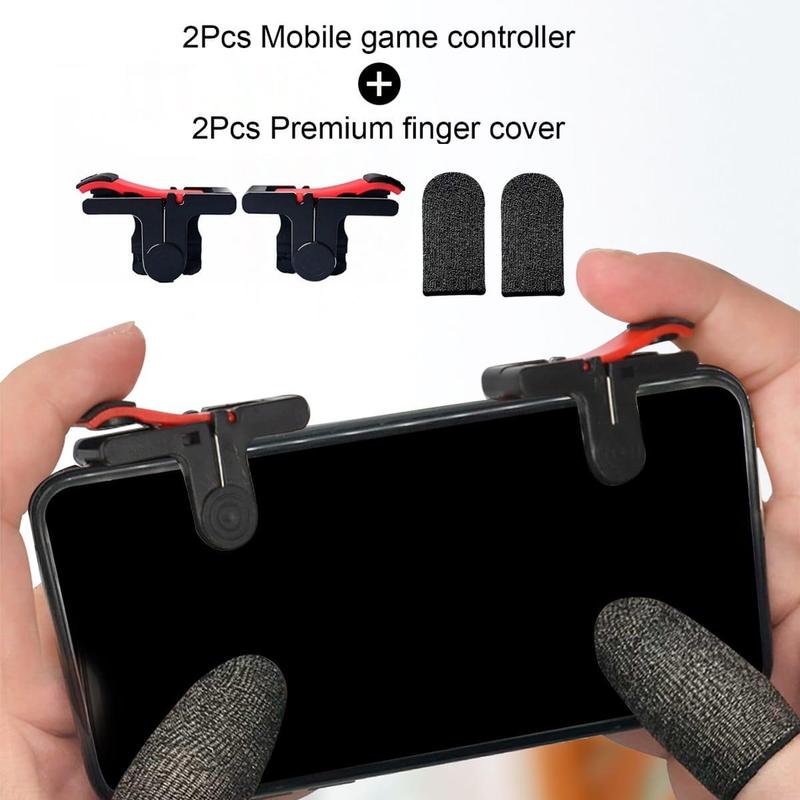 Game Auxiliary Tool, 1 Set Mobile Game Controller Grip Kit, Including 2 Game Controller & 2 Finger Cover, Games Auxiliary Grip, Controller Freek Grip