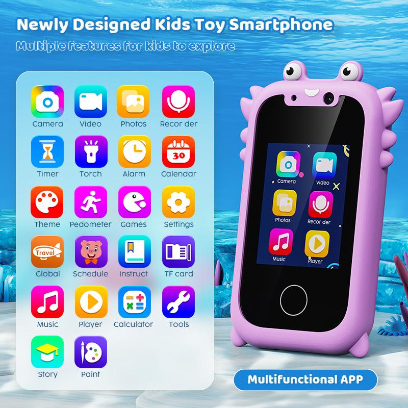 Kids Smart Phone Educational Toys Children Musical Player MP3 Dual Camera Selfie With 512MB Card Touchscreen Learning Toy Gifts Audio Charging