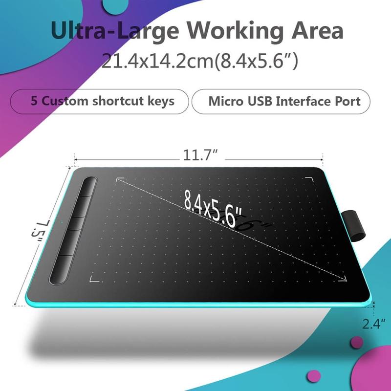 etSketch Graphics Drawing Tablet 8.26*5.5 Inches  8192 Levels -Free Stylus Pen Tablet 5 Customized Shortcut  Compatible with Windows  OS Android for Teachers Students Creators