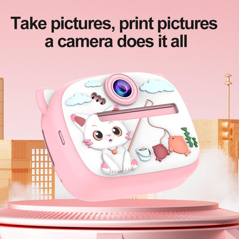 Cute Cartoon Design Instant Camera, Rechargeable Camera with Adjustable Printing Concentration, Photo Printer, Photo Taking Camera, Camera for Gift