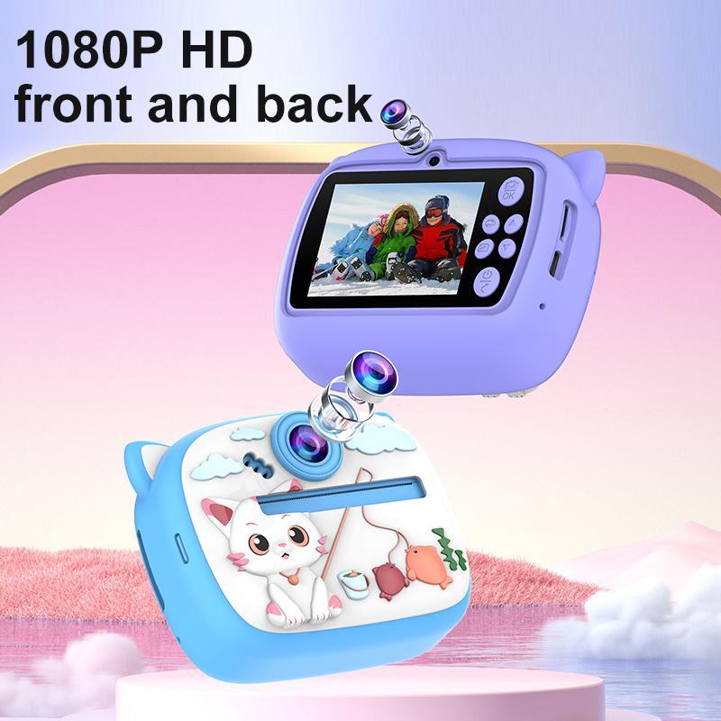 Cute Cartoon Design Instant Camera, Rechargeable Camera with Adjustable Printing Concentration, Photo Printer, Photo Taking Camera, Camera for Gift