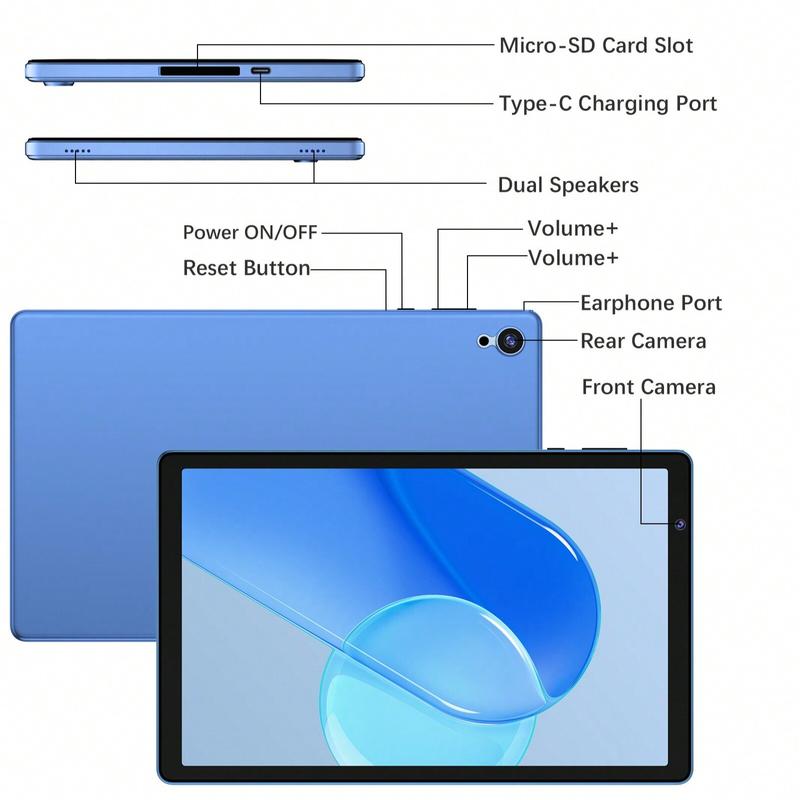 Tablet 10 Inch Android 12 Tablets 4(2+2)GB+32GB 128GB Quad-Core Processor Android Tablet 1280x800 IPS Touch Screen 2+5MP Dual Camera 6000mAh Battery Bluetooth WiFi (Dark Blue)