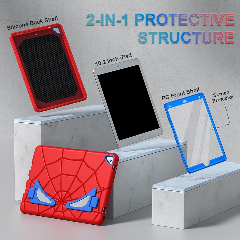 Case for iPad 9th Generation iPad 8th 7th Generation 10.2 inch 2021 2020 2019 Heavy Duty Shockproof Rugged Protective Cover 10.2'' with Stand , Red+Blue