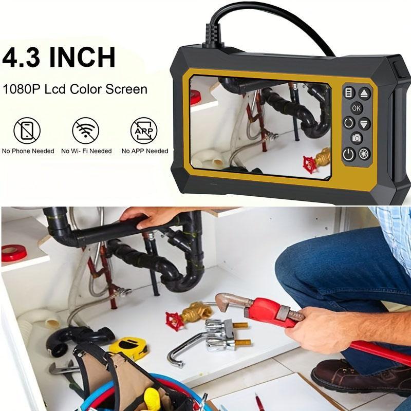 Industrial Endoscope High Definition Digital Endoscope Camera, 4.3 Inch IPS LCD Display Inbuilt SD Card, Waterproof Probe Endoscope For Car Repair Inspection, Physical Measuring Gauges