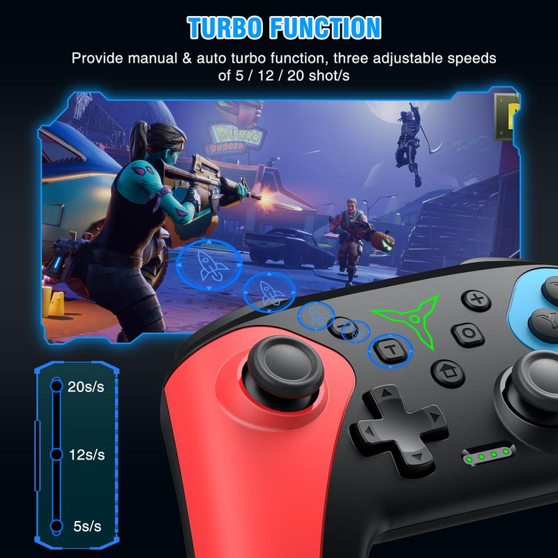 Wireless Switch Controller for Switch Lite OLED ,Replace for Switch Controller with Adjustable Turbo,Vibration,Built-in 600mAh Battery for Switch Controller