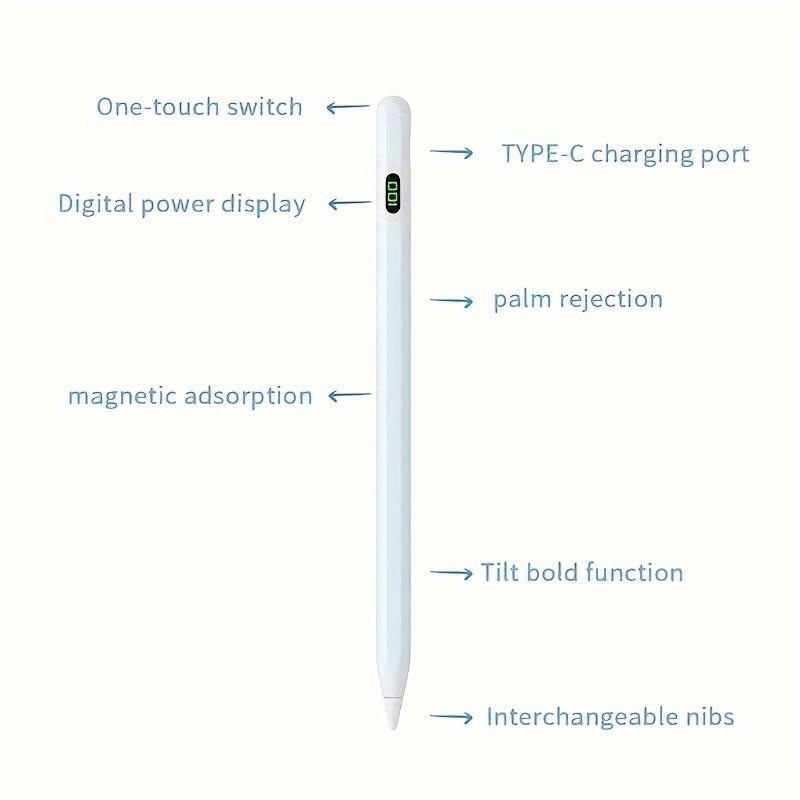 USB Rechargeable Stylus Pen, Smart Touch Screen Stylus Pen with Power Display, Tablet & Computer Accessories for iPad iPhone Android Huawei