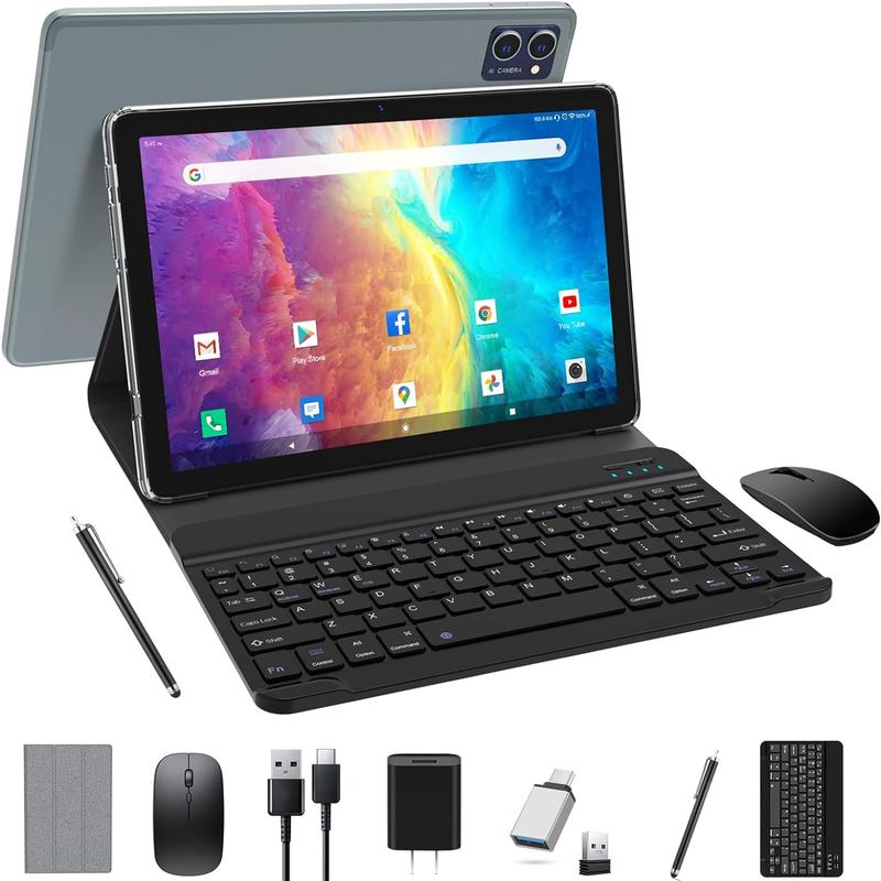 Tablet 2024 Newest Android Tablet 10 inch, Octa-Core 5G WiFi Tablet with Keyboard, 128GB + 8GB(4+4) + 1TB Expandable Storage, Large Touch-Screen Tablet, 13MP Dual Camera Bluetooth GPS HD Display Mouse Case