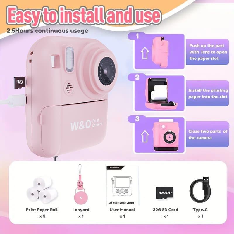 [Children's Christmas Toys Gifts] Instant Quick Photo DIY Print Camera, Can Play Games, Can Listen to Music, Retro Camera, Perfect Christmas Gift