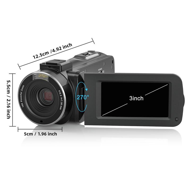 2.7K Digital Camera Recorder, 1 Count Full HD 1080P 36MP IR Night-Vision Vlogging Camera Recorder, 3.0 Inch IPS Screen 16X Digital Zoom Camcorder with 32GB SD Card