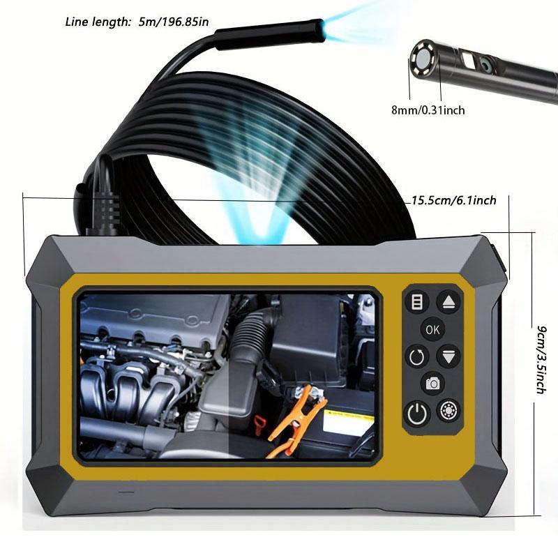 Industrial Endoscope High Definition Digital Endoscope Camera, 4.3 Inch IPS LCD Display Inbuilt SD Card, Waterproof Probe Endoscope For Car Repair Inspection, Physical Measuring Gauges