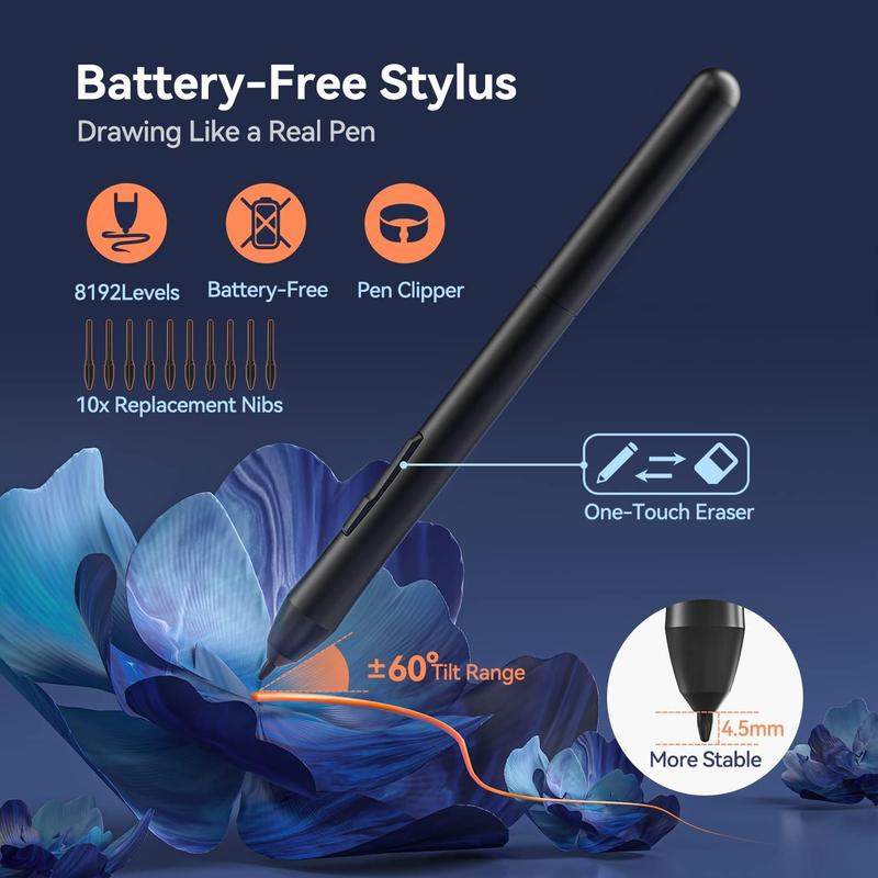 Graphics Drawing Tablet,  S640 Digital Drawing Pad with 10 Hot , 6.5x4 inch Pen Tablet with 8192 Levels -Free Stylus Support Android Windows  OS Chrome OS Linux