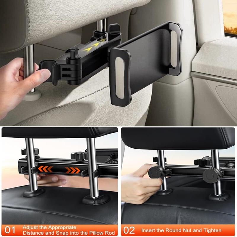 2024 Adjustable Tablet Mount for Car Backseat,for Kids, for iPad Pro, Air, Mini, Samsung Tab, 4.7-10.2” - Black Accessories Computer Smartphone Stand