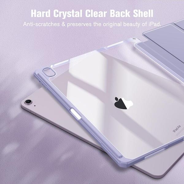 Fintie Hybrid Slim Case for iPad Air 13-inch (M2, 2024), Crystal Clear Back and Pencil Holder, Lightweight Tablet Protective Cover for M2 iPad Air 13