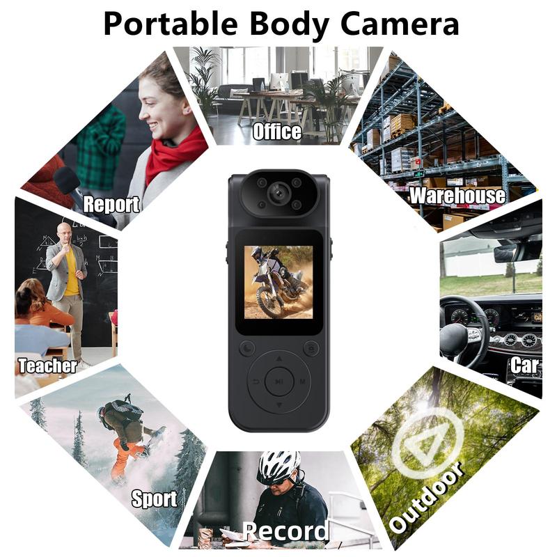 4K Wearable Sports Camera, USB Rechargeable Body Camera with 180° Rotatable Lens & 1.45 inch LCD Screen, Portable Action Camera for Sports, Outdoor