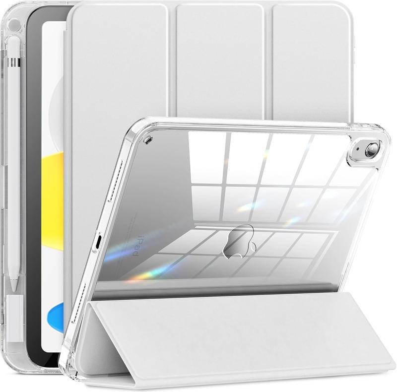 Compatible with iPad 10th Generation Case 2022, iPad Case 10th Generation 10.9 Inch, Full Crystal Clear with Slot for Pencil & Charging Adapter, Silver