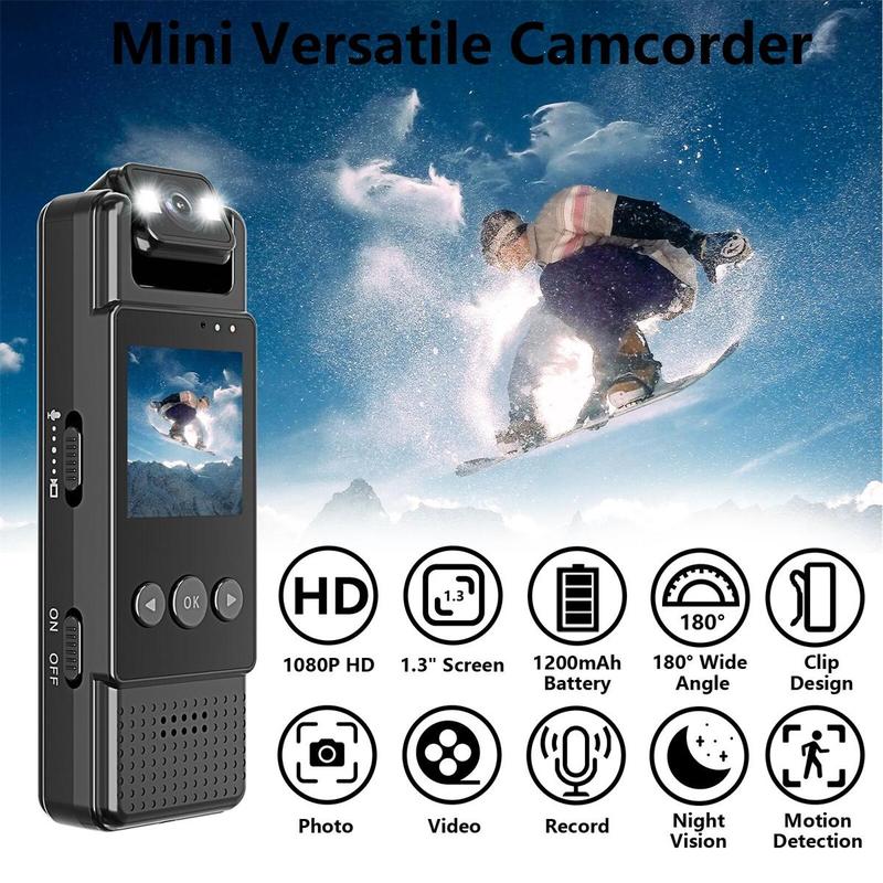 1080P Mini Body Camera, Wearable Body Camera, Pocket Video Recorder with 180° Rotatable Lens, Sports DV for Outdoor, Travel, Law Enforcement