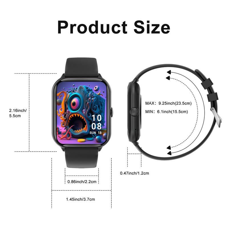 1.95 Inch Multifunctional Smart Watch, Fashionable Digital Watch with Heart Rate Monitoring & Sleep Tracking Function, Universal Waterproof Sports Watch for Women & Men