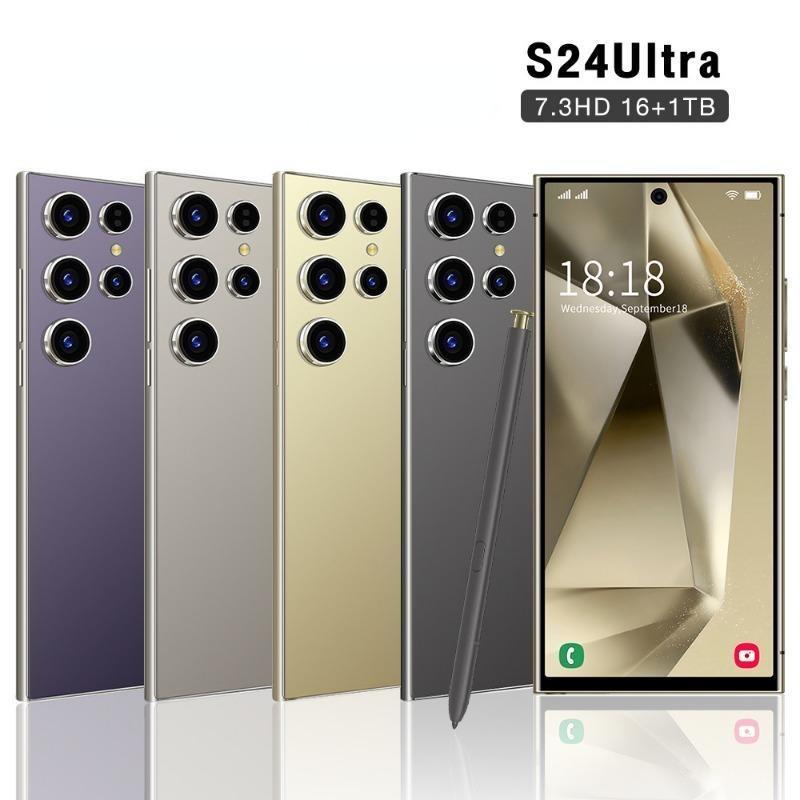 S24 Ultra Mobile Phones 7.3 HD Screen SmartPhone Original 16GB+1TB 4G 5G Dual Sim Celulares Android Unlocked 8000mAh Cell Phone S24 Ultra built-in pen true 4G 13 million pixels  4G true perforated 7.3 inchesStudent home phone work phone