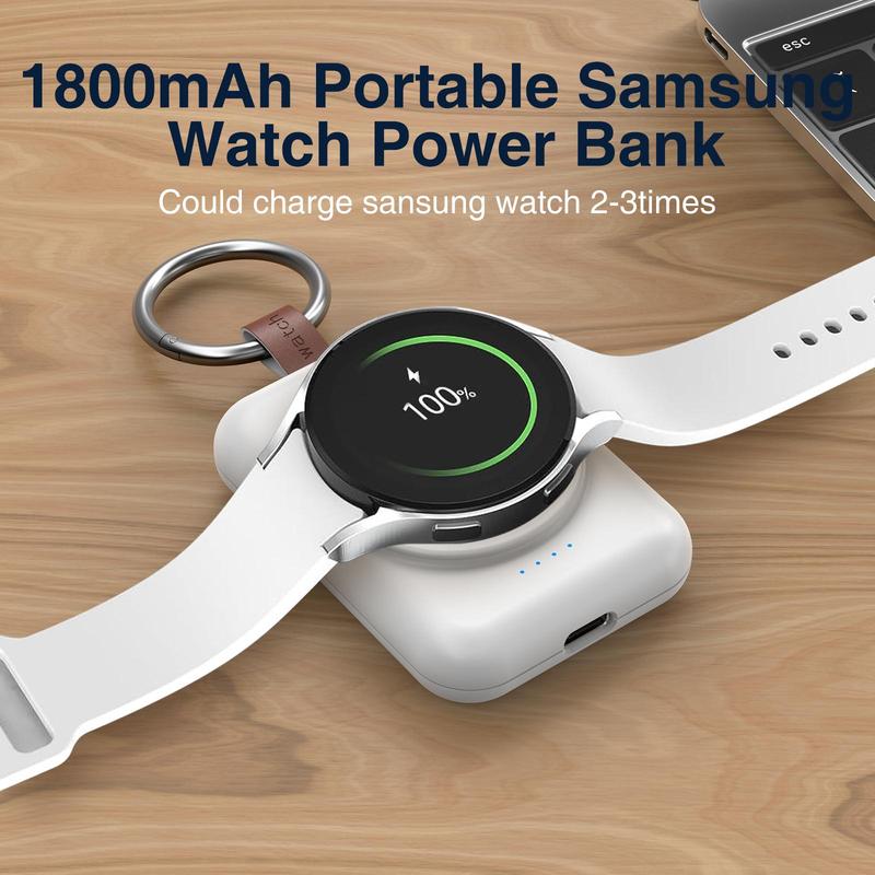 Portable Watch Charger, 1800mAh Watch Charger with Keychain, Watch Charging Station for Samsung Galaxy Watch7 6 6 Classic 5 5 Pro 4 4 Classic 3 Active 2