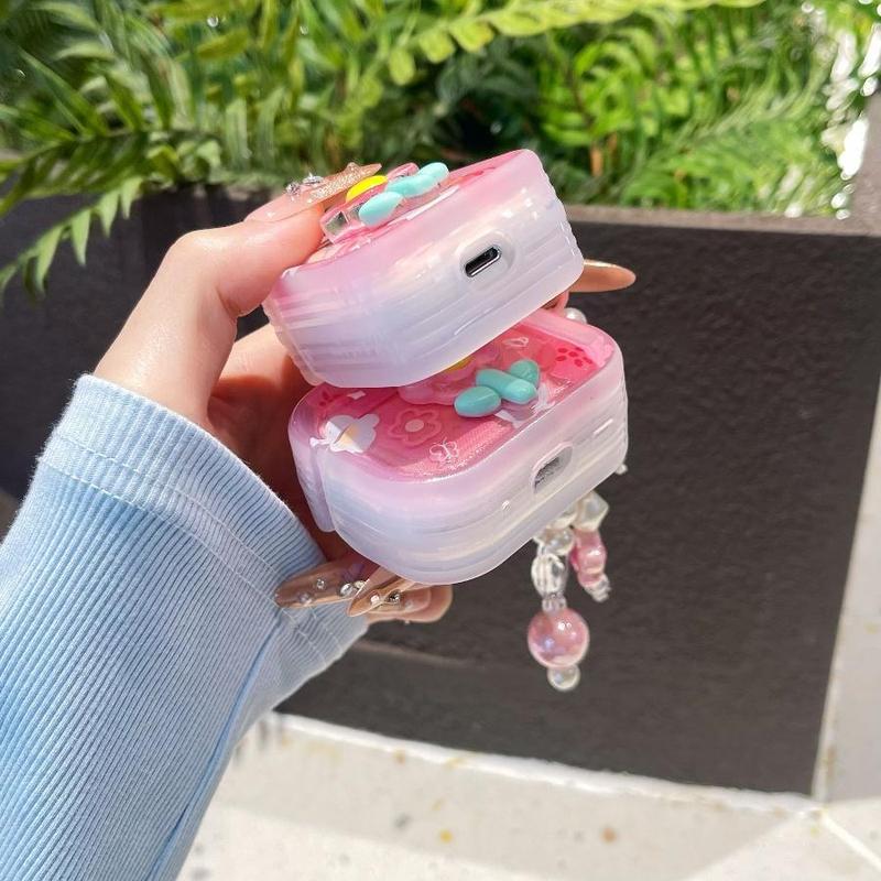 Cute Flower Design Earphone Case, Decorative Earphone Protector Cover, Earphone Accessories Compatible with AirPods