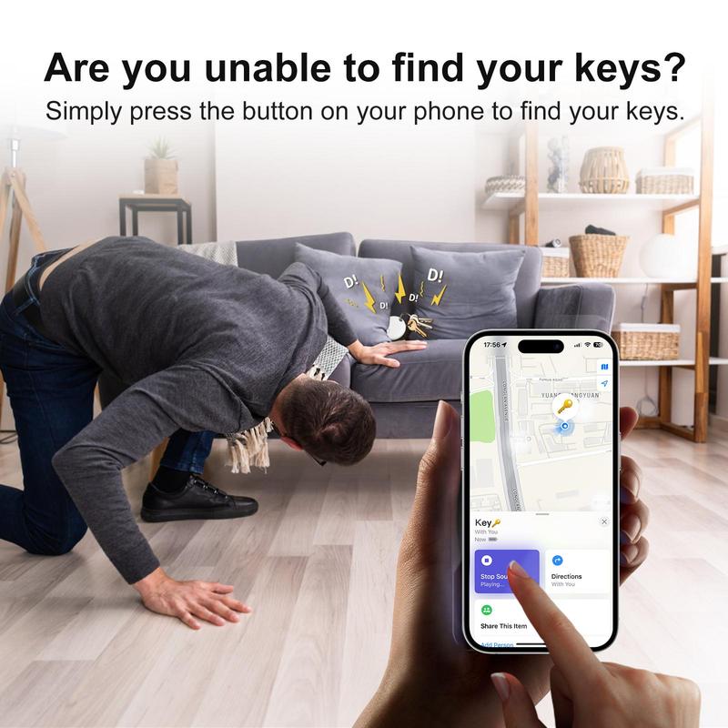 BT Anti-lost Tag, 95-105db Item Locator for Keys, Wallet, Luggage, Rechargeable Car Key Pet Small Tracker, Works with Apple Find My (iOS Only)