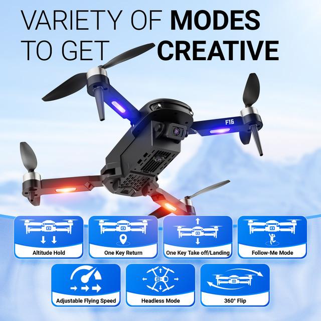 Contixo F16 RC Drone with 1080P Camera, Brushless Motor, 16 Min Flight, FPV, 360° Flips for Kids Adults Foldable dron Folding