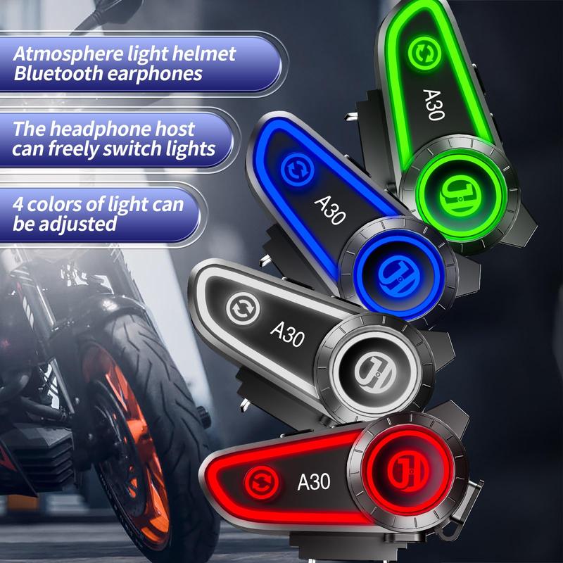 Motorcycle Bluetooth Headset, RGB Light Motorbike Helmet Speaker Long-Lasting Battery Wireless Headphone Waterproof Noise Cancellation, Motorcycle-Helmet-Wireless-Headset-Speaker Audio Charging bose ultra open earbuds Port Electronic Chargeable