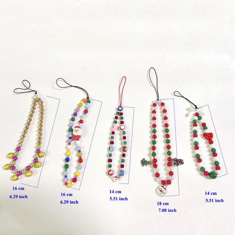 Christmas Beaded Phone Chain, Cute Beaded Phone Lanyard, Creative Phone Strap for Women & Girls, Fashion Phone Accessories for Daily Use