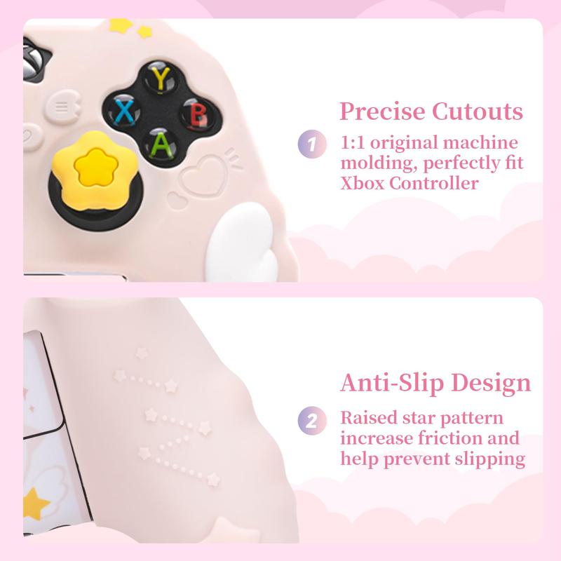 GeekShare Controller Skin Set for Xbox Soft Silicone Protective Cover Skin Case Compatible with Xbox Series X Controller with 2 Thumb Grip Caps and 2 Stickers - Star Wings Series