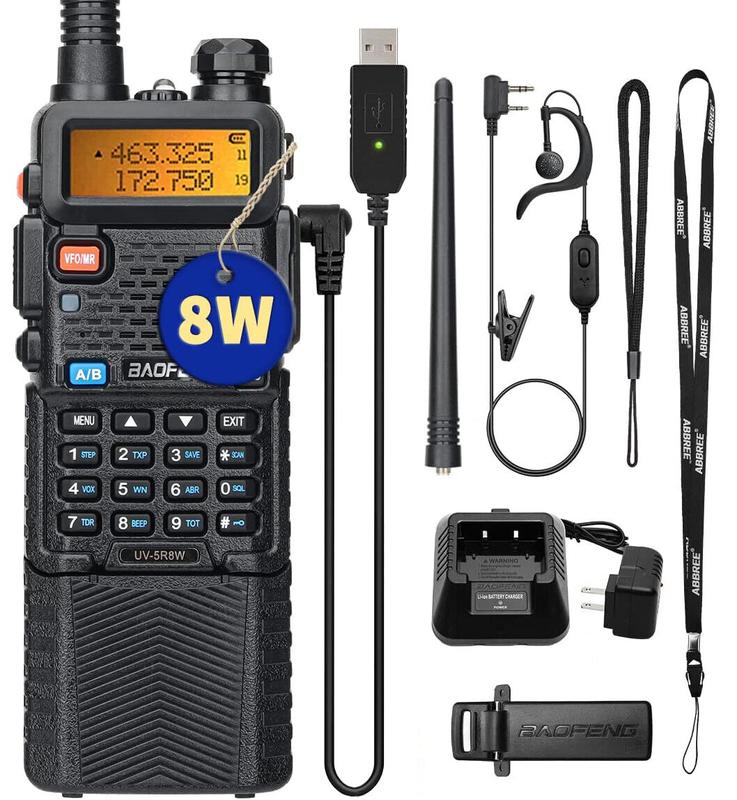 BAOFENG UV-5R 8W Ham Radio High Power 3800mAh Dual Band Portable Two Way Radio Long Range Rechargeable Handheld Radio