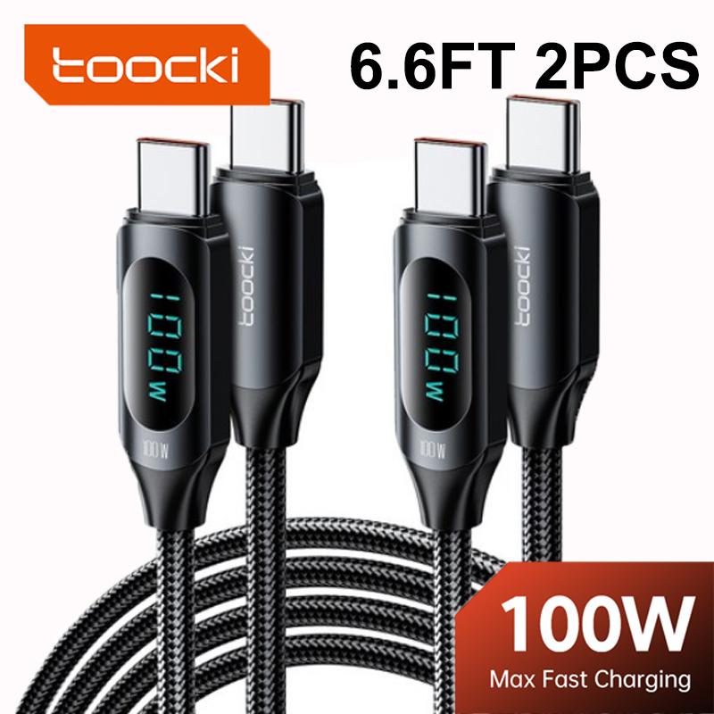 2PCS USB C to USB C Cable Type C Fast Charge PD 5A 100W C to C Super Fast Charging with LED Display, USB C Charging Cable 480Mbps Data Nylon Braided Cable for iPhone 15 Plus Pro Max Galaxy iPad Pro fast charger fast charge usb cable