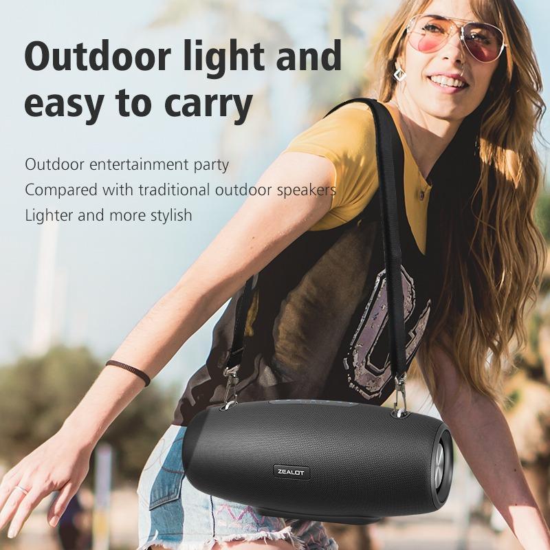 Portable Speaker, Waterproof IPX6 Outdoor Speaker with Shoulder Strap, Rechargeable Wireless Stereo Sound BT Speaker Subwoofer, Mini Subwoofers for Smartphone PC, Audio & Video Product, Desk Sound System, Back to School