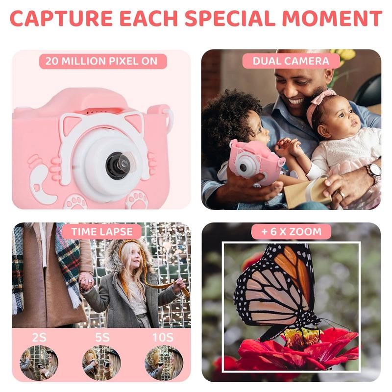 Kids Camera Toys for 3-12 Year Old Girls Boys,Children Digital Video Camcorder Camera with Cartoon Soft Silicone Cover, Best Chritmas Birthday Festival Gift for Kids - 32G SD Card Included ccd  camera