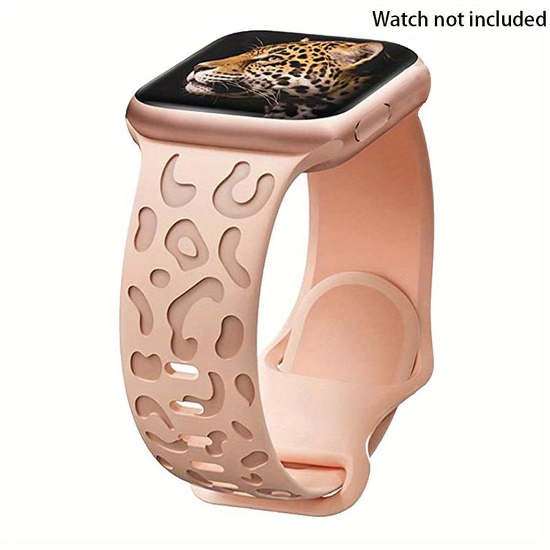 Leopard Pattern Smart Watch Band for Apple Watch, Waterproof Cheetah Sports Silicone Wristband for Fall, Trendy Matching Watchband for Women & Men, Wearable Accessories for Apple iWatch Series, Back to School Gifts