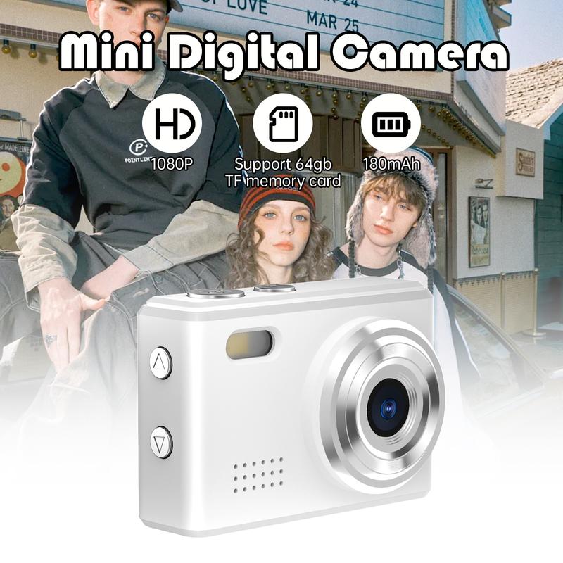 1080P Retro Small Digital Camera Video Recorder with LED Flash, Portable Travel Thumb Camera for Vlog Life Recording