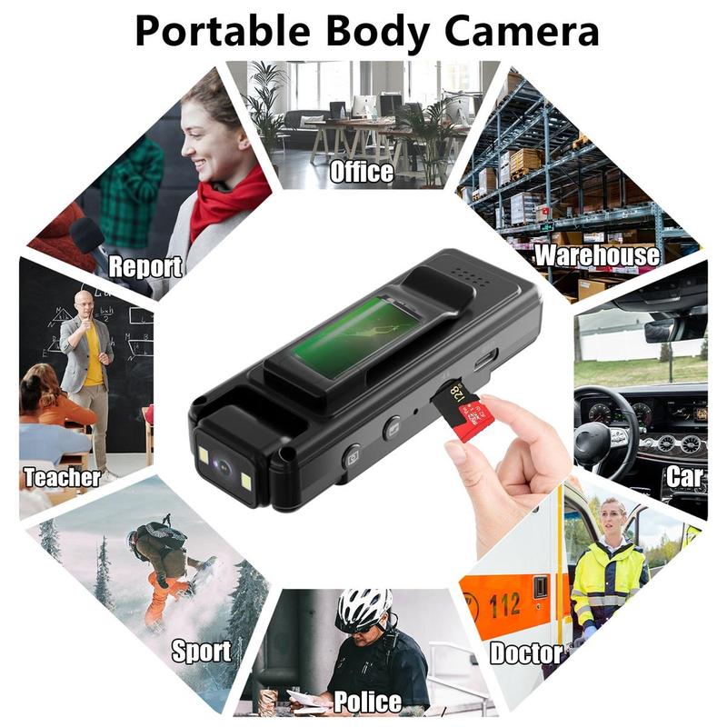 1080P Mini Body Camera, Wearable Body Camera, Pocket Video Recorder with 180° Rotatable Lens, Sports DV for Outdoor, Travel, Law Enforcement