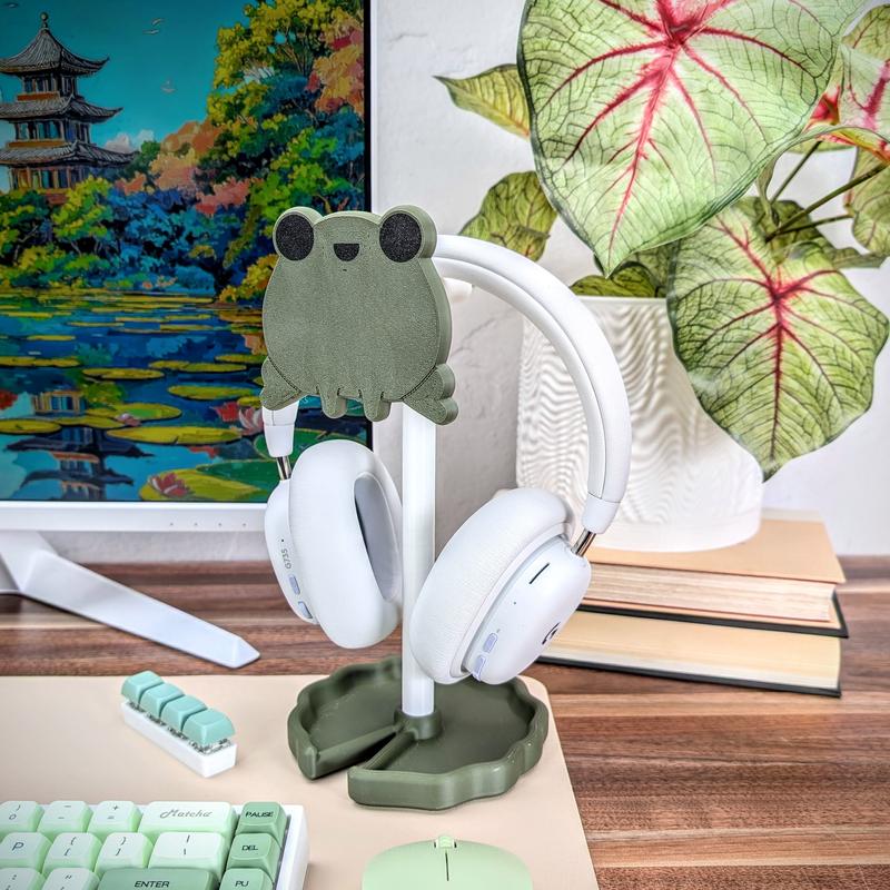 Frog Headphone Stand, Cute Headset Holder, Wall Mountable Headset Hanger, Headphone Stand Cute, Kawaii Desk Accessories, Kawaii Gaming Setup