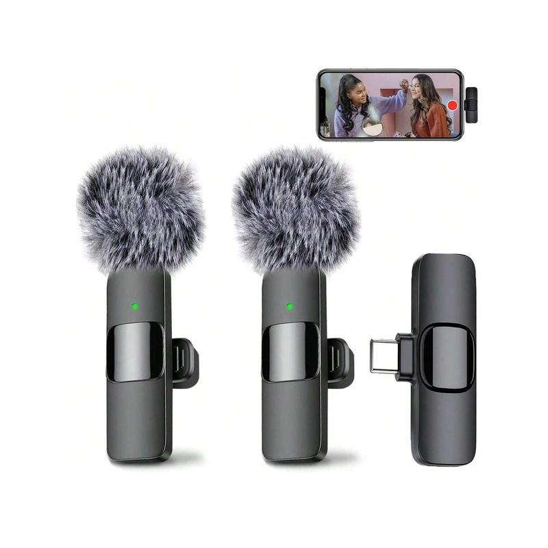 (2 Pieces) Wireless Lavalier Microphone For Type-C Port - Plug-And-Play Mini Mic With Noise Reduction, Clip-On Lapel Microphone For Video Recording, Interview, And Vlogging