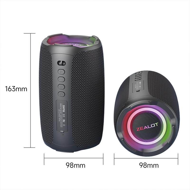 ZEALOT S61 20W Wireless Speaker (Without Microphone), Support Wired Microphone, Outdoor Portable Subwoofer Speaker, Wireless Speaker, Dual Pairing, 3600mAh Battery, 12 Hours Playing Time Loud Stereo Sound, Bass Flood