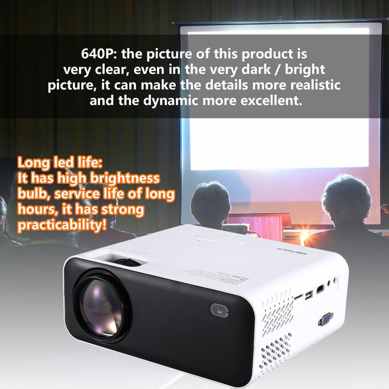 Home Projector 640P LED Light Source Manual Focus Portable Practical Multifunction Home Projector，Home Cinema，Outdoor Audio